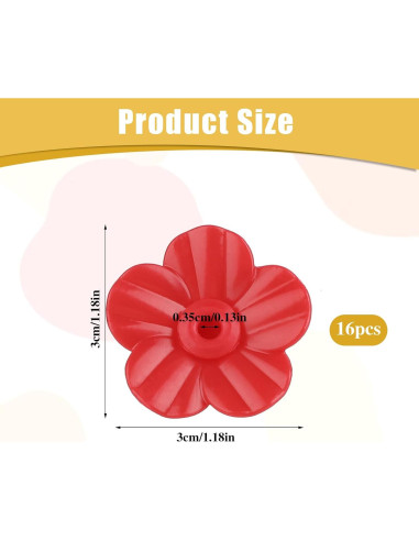 Juego de 16 Flores Rojas para Alimentadores de Colibríes - Salbsever