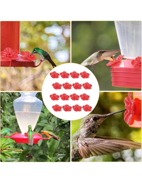 Juego de 16 Flores Rojas para Alimentadores de Colibríes - Salbsever Juego de 16 Flores Rojas para Alimentadores de Colibríes - Salbsever
