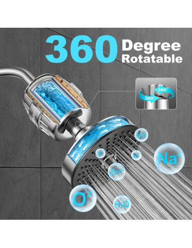 Cabezal de Ducha Jomst Cromado con Filtro Anti-Cloro 25 Etapas