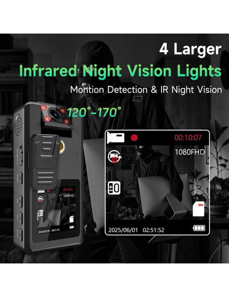 Cámara Corporal Wevoor A53 HD 1296P 64GB Visión Nocturna