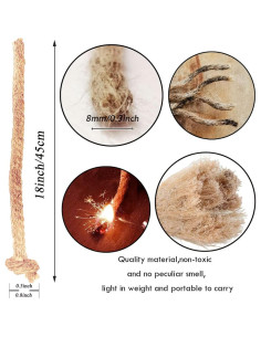 Encendedor de Fuego BSGB 4 Piezas Cuerda de Yute Impermeable 2