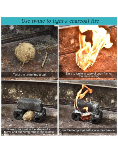 Encendedor de Fuego BSGB 4 Piezas Cuerda de Yute Impermeable