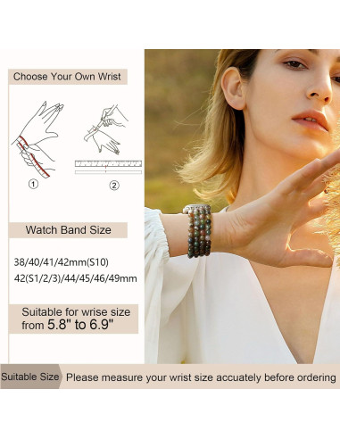 Correa de Reloj Beaded Newlibery para Apple Watch 38-42mm