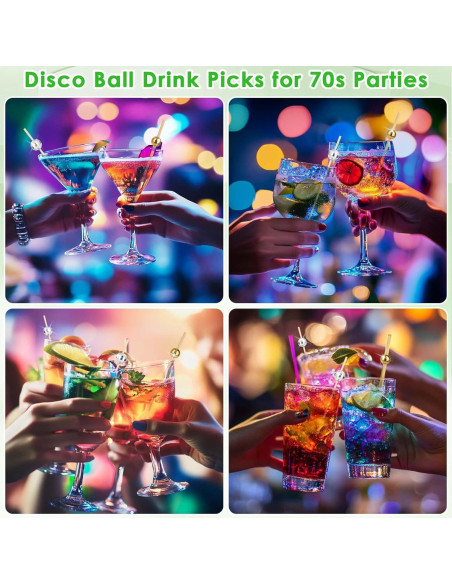 400 Palillos de Cóctel de Bambú con Bola Disco Dorada 11.94 cm