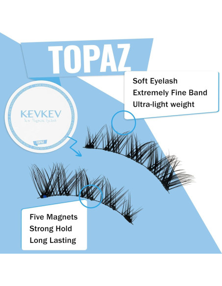 Kit de Pestañas Magnéticas KevKev Reutilizables 1 Par Topacio