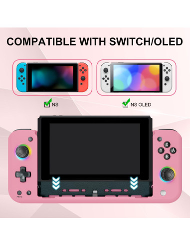 Controlador Joypad Ergonómico Rosa para Switch y OLED - BUERTT