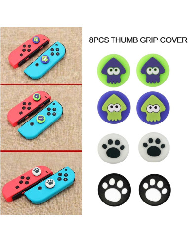 Cubierta de agarre de pulgar Jaeespon para Nintendo Switch - 8 piezas