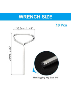 Llave Hexagonal Estándar PATIKIL 1/8" (3.18 mm) - Paquete de 10 2