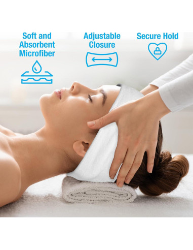 Cinta para la cabeza de microfibra Eurow Luxe blanca 61 cm