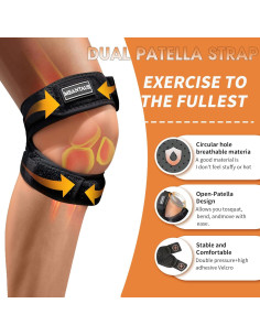 Correa de rodilla dual ajustable Meantaus M negra para correr 2