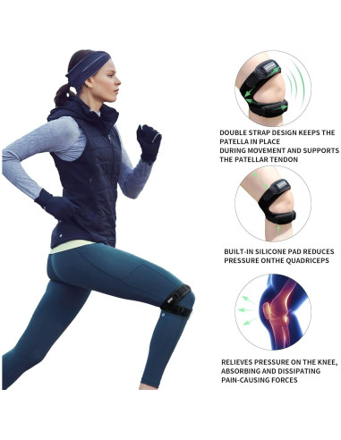 Correa de rodilla dual ajustable Meantaus M negra para correr