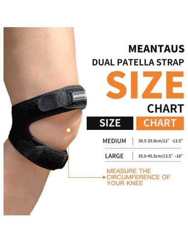 Correa de rodilla dual ajustable Meantaus M negra para correr