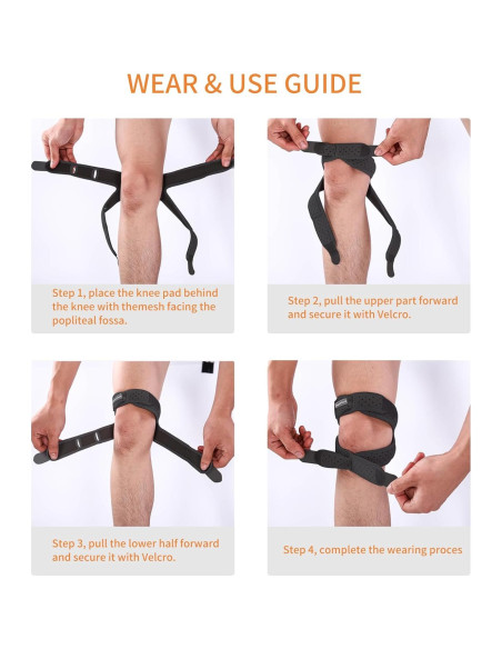 Correa de rodilla dual ajustable Meantaus M negra para correr