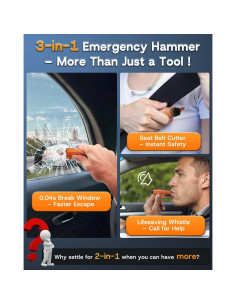 Herramienta de Escape 3 en 1 YLAOSIOA - Rompedor de Vidrio y Cortador de Cinturón 2