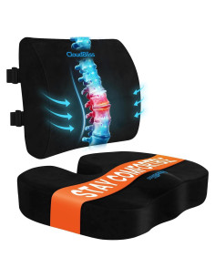 Cojín de Asiento y Almohada Lumbar CloudBliss Negro