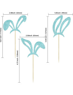 Adornos de Cupcake de Orejas de Conejo Ephlyn - 24 Pcs Azul 2