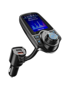 Transmisor FM Bluetooth Nulaxy KM18 con Carga QC3.0 y Pantalla 1.8"