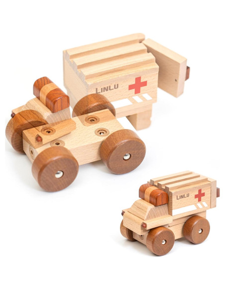 Juguete de Coche de Madera Magnético Ambulancia Totatatree