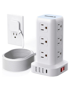 Torre de Energía SMALLRT 10FT con 12 Salidas y USB-C