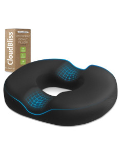 Cojín de Asiento Ergonómico CloudBliss Negro para Coccix