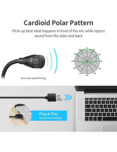 Micrófono USB JOUNIVO JV605 Cuello de Ganso con Silencio 2