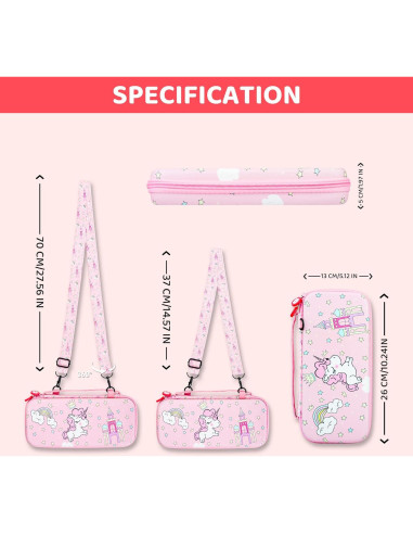 Funda de Transporte Rosa Unicornio para Nintendo Switch - GLDRAM