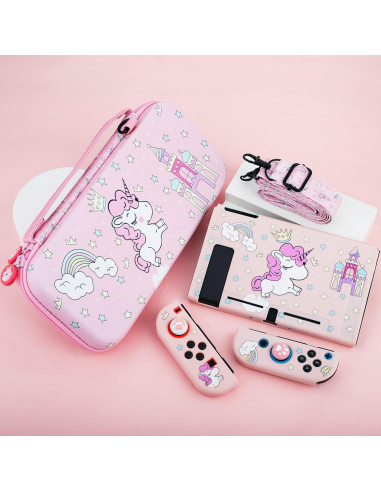 Funda de Transporte Rosa Unicornio para Nintendo Switch - GLDRAM