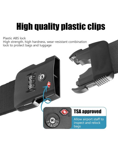 Correas de Equipaje Veki con Candado TSA - Negro