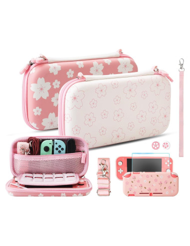 Funda Rosa Sakura HYPERCASE para Nintendo Switch Lite con Accesorios