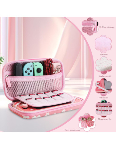 Funda Rosa Sakura HYPERCASE para Nintendo Switch Lite con Accesorios