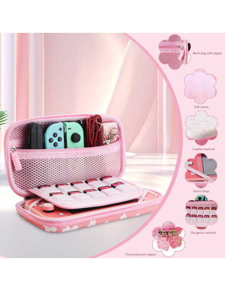 Funda Rosa Sakura HYPERCASE para Nintendo Switch Lite con Accesorios