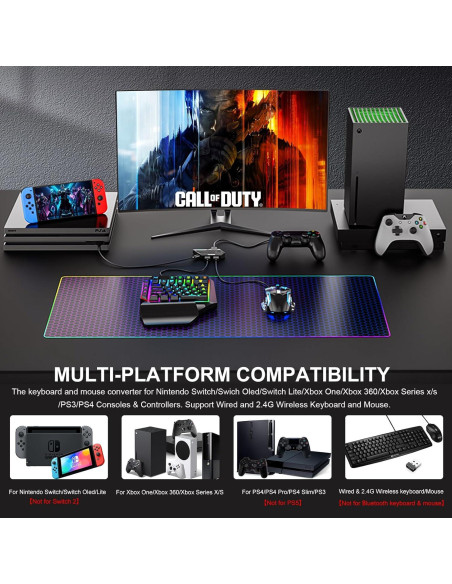 Adaptador de Teclado y Ratón Arvin para PS4/Xbox/Switch - Mapeo Personalizado