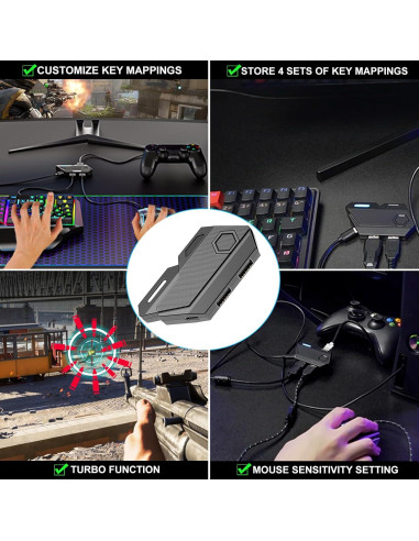Adaptador de Teclado y Ratón Arvin para PS4/Xbox/Switch - Mapeo Personalizado