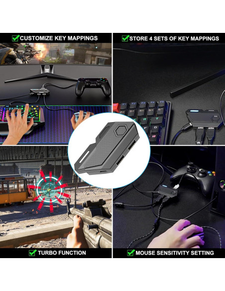 Adaptador de Teclado y Ratón Arvin para PS4/Xbox/Switch - Mapeo Personalizado