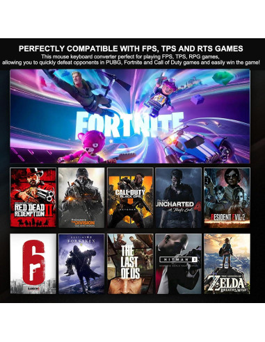 Adaptador de Teclado y Ratón Arvin para PS4/Xbox/Switch - Mapeo Personalizado