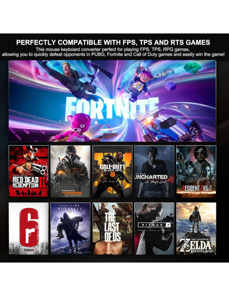 Adaptador de Teclado y Ratón Arvin para PS4/Xbox/Switch - Mapeo Personalizado