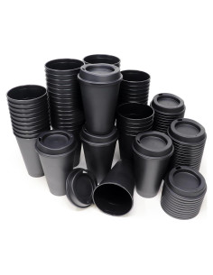 Tazas de café reutilizables Rolling Sands 60 Pk negras 480 ml
