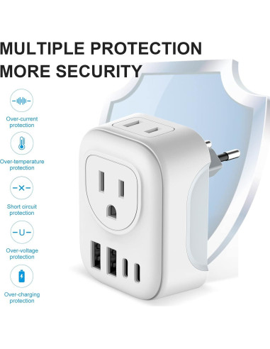 Adaptador de Enchufe de Viaje Europeo 6 en 1 Ouli SL-148US