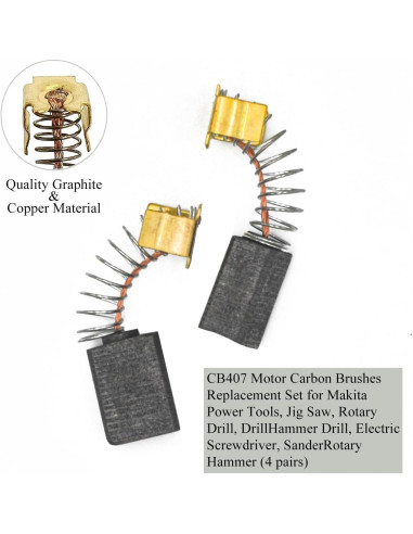 Reemplazo Cepillos de Carbón CB407 para Herramientas Makita - 4 Pares
