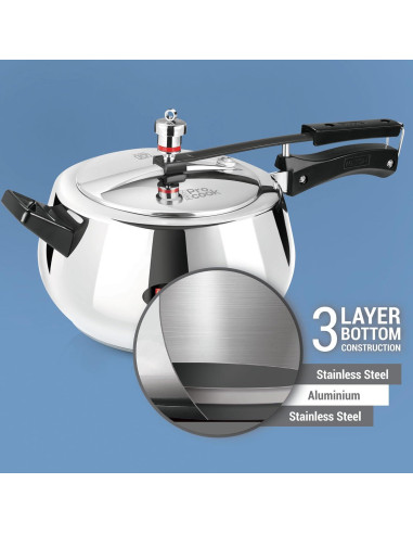 Olla a presión Milton 3L acero inoxidable con válvula de seguridad