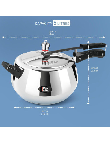 Olla a presión Milton 3L acero inoxidable con válvula de seguridad