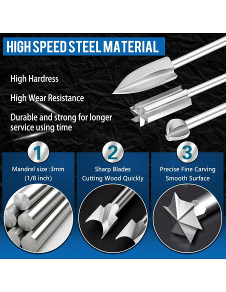 Juego de Bits de Tallado en Madera Dremel 6 Piezas 3 mm