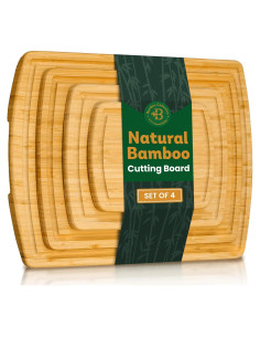 Set de 4 Tablas de Cortar de Bambú con Canal de Jugo - Bambusi