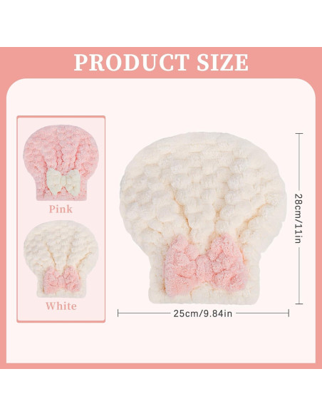 Toallas de Secado de Cabello Arqumi - Microfibra 2 Piezas Rosa y Blanco