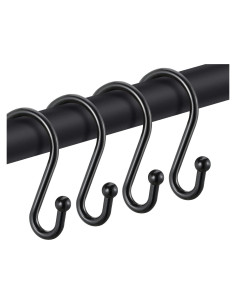 Ganchos de Cortina de Ducha CHICTIE Metal Negro Antióxido - Juego de 12