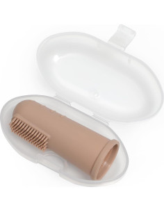 Cepillo de Dientes para Bebé Topgomes con Estuche - Silicona Grado Alimenticio, Paquete de 2 2