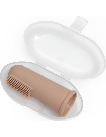 Cepillo de Dientes para Bebé Topgomes con Estuche - Silicona Grado Alimenticio, Paquete de 2