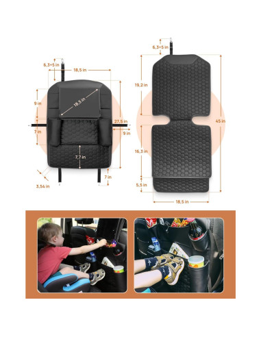 Organizador de Asiento Trasero Owleys - Cuero Sintético Negro
