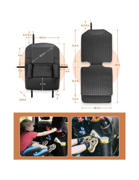 Organizador de Asiento Trasero Owleys - Cuero Sintético Negro