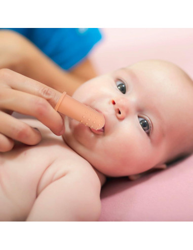 Cepillo de Dientes para Bebé Topgomes con Estuche - Silicona Grado Alimenticio, Paquete de 2